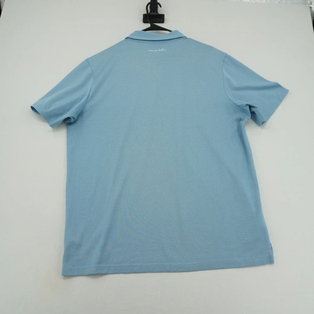 TravisMathew‎ Mens XL Light Blue Striped Performance Golf Polo Shirt RN 123280